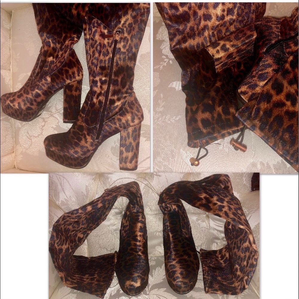 LEOPARD BLOCK HEEL TOGGLE OVER KNEE - Picture 4 of 5